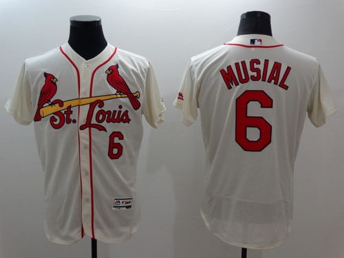 Cardinals #6 Stan Musial Cream Flexbase Authentic Collection Stitched MLB Jersey - Click Image to Close